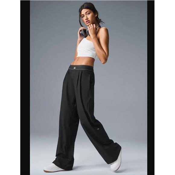 ALO Yoga Pants - ALO Yoga Black Wide-Leg Trousers